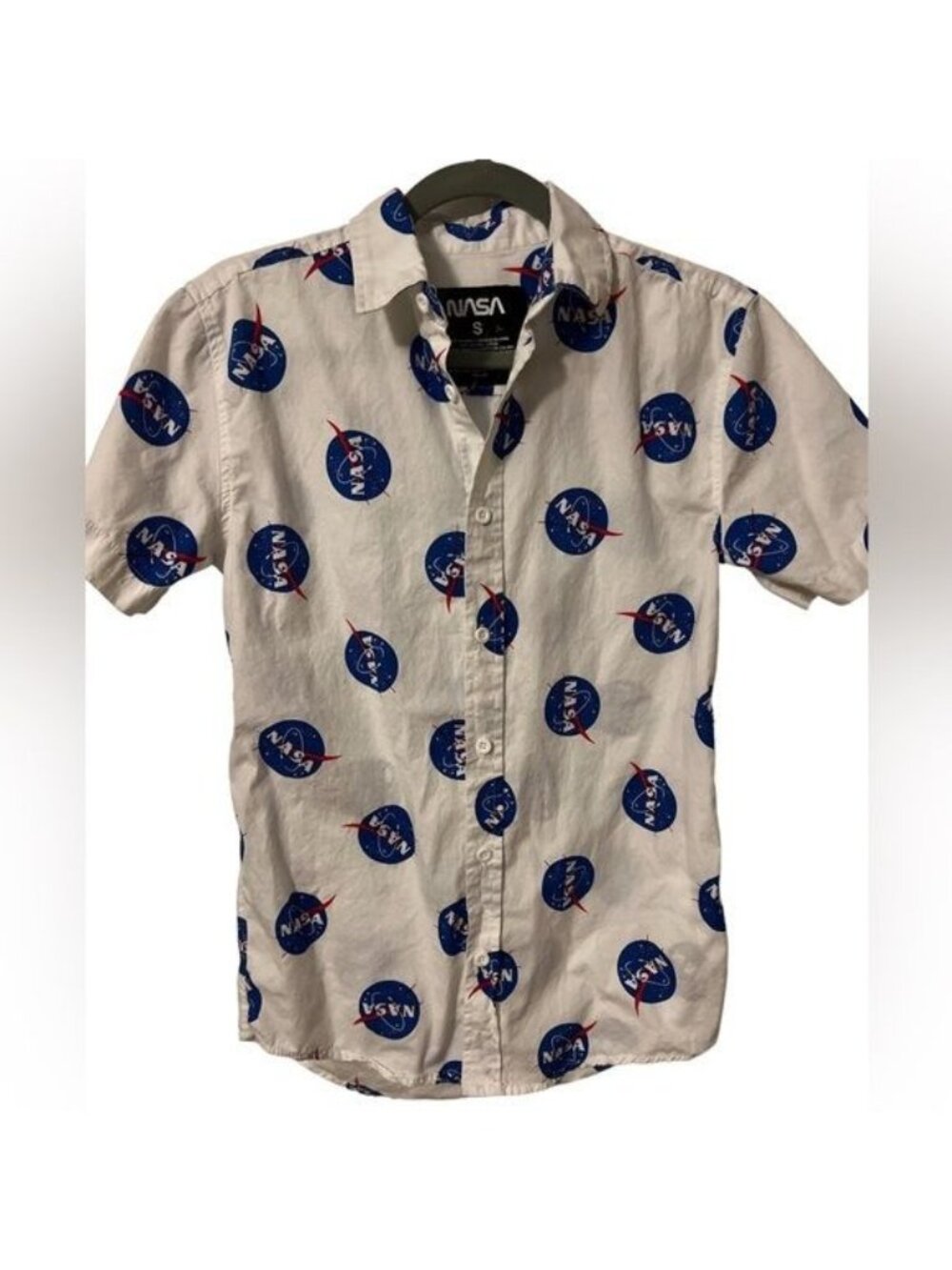 NASA Men’s Shirt Size Small All Over Print Casual Official Button Up Cotton
